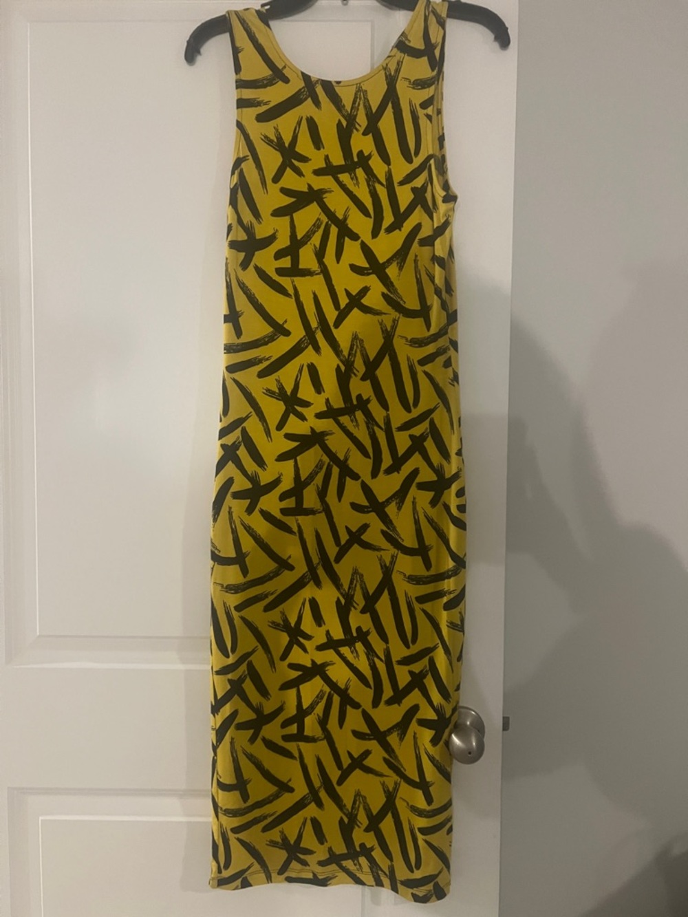 ASOS Yellow and Black Abstract Print Midi Dress